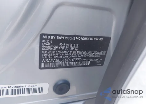 2013 BMW 740I from USA, damaged, VIN WBAYA6C51DD143660